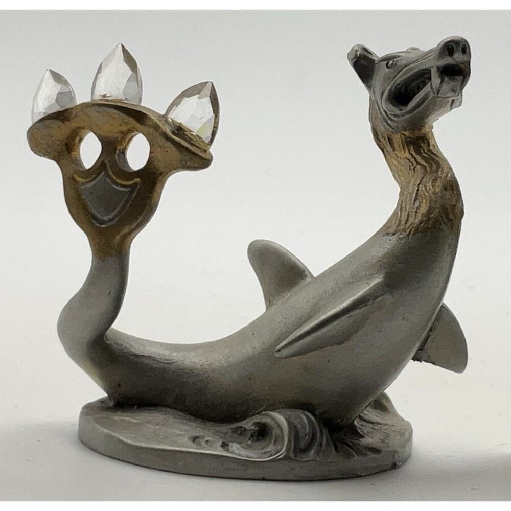 Vtg 1984 Ray Lamb Pewter Fantasy Sea Serpent CETUS 1.75" Figurine Miniature VGUC